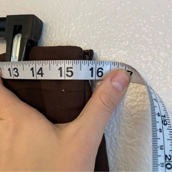 Ann Taylor Loft floral embroidered brown linen blend lined A line skirt midi -6 - Picture 10 of 10